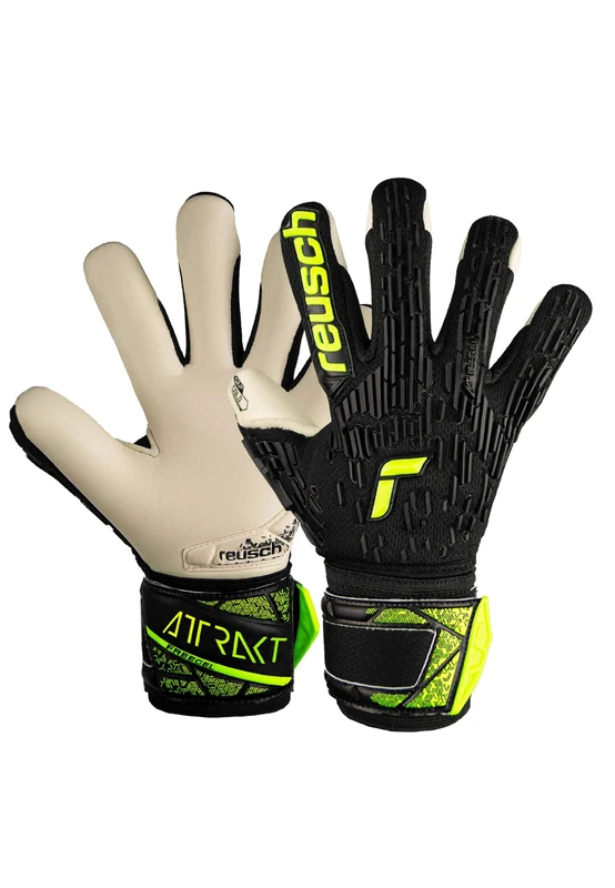 Reusch Attrakt Freegel Gold Finger Support Junior Goalkeeper Gloves for Kids with Evolution Negative Cut and Finger Protection