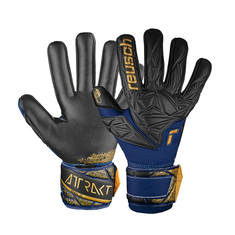 Reusch Attrakt NC Unisex Adult Goalkeeper Gloves, 4411 Premium Blue/Gold/Black, 8