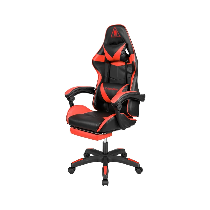 Kruger & Matz Gaming Chair Model GX-150 KM0790-R Armchair with Retractable Footrest, Massage Function, Soft Eco-leather, Rubber Wheels, Black and Red