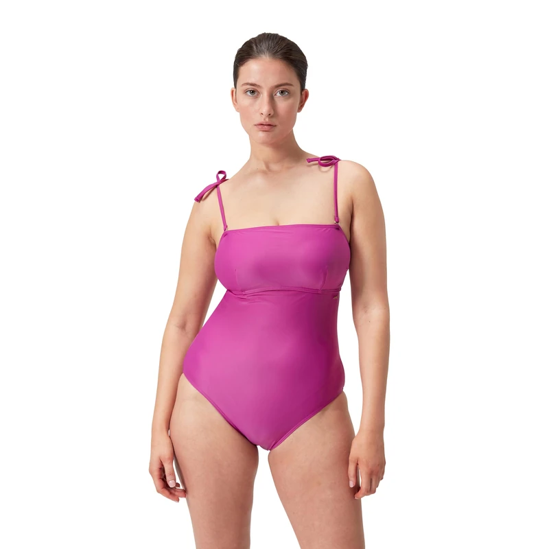 Speedo Women's Shaping Bandeau One Piece Swimsuit | Shapewear | Beach and Holiday Swimwear Swimwear, Wineberry, 38/14