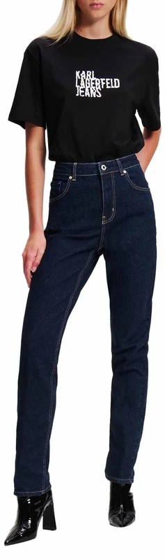 KARL LAGERFELD JEANS, Women's, High Rise Tapered Denim, Tapered Leg, Blue, 2430