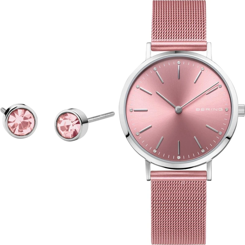 BERING Women's Watch Quartz Movement - Charity Collection with Stainless Steel and Sapphire Crystal 14134-999-GWP , Pink
