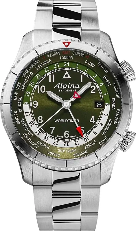 Alpina Men's Analogue Quartz Watch Startimer Pilot Quartz Worldtimer Swiss Made