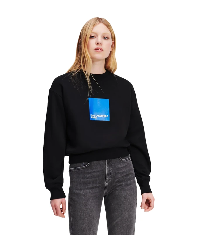 Karl Lagerfeld Jeans, Women's, Box Logo Sweat, Regular Fit, Black, XL