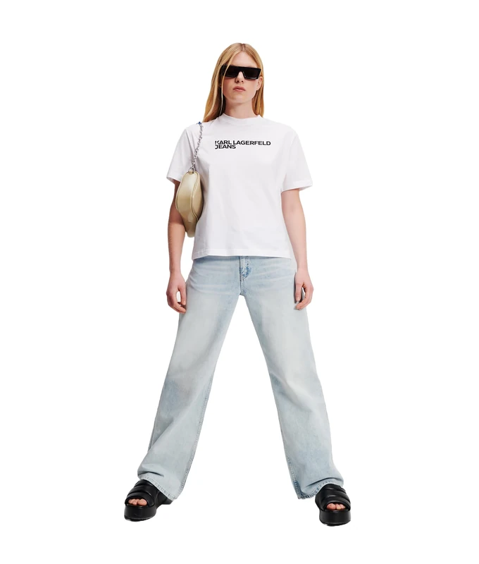 KARL LAGERFELD JEANS, Women's, Regular Short Sleeve Essential Logo Tee, Regular Fit, White, S