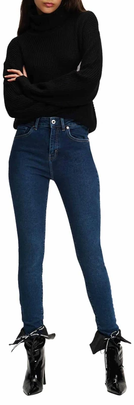 KARL LAGERFELD JEANS Women High Rise Skinny Denim Washed Dark Blue 2930