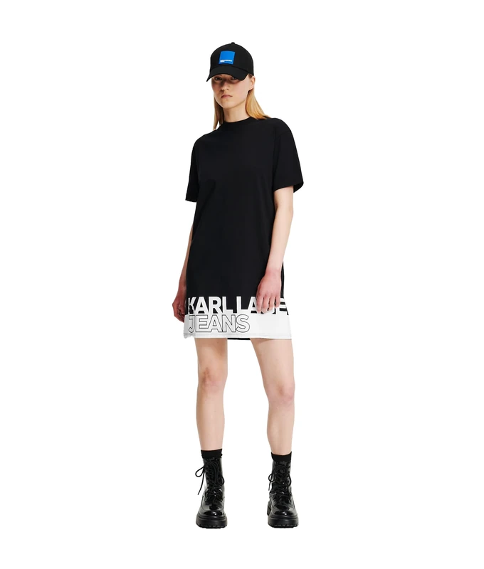 Karl Lagerfeld Jeans, Women's, Logo Tee Dress, Regular Fit, Black, XS