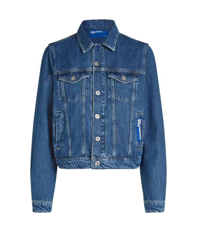 KARL LAGERFELD JEANS Women Regular Denim Jacket Washed Mid Blue XL
