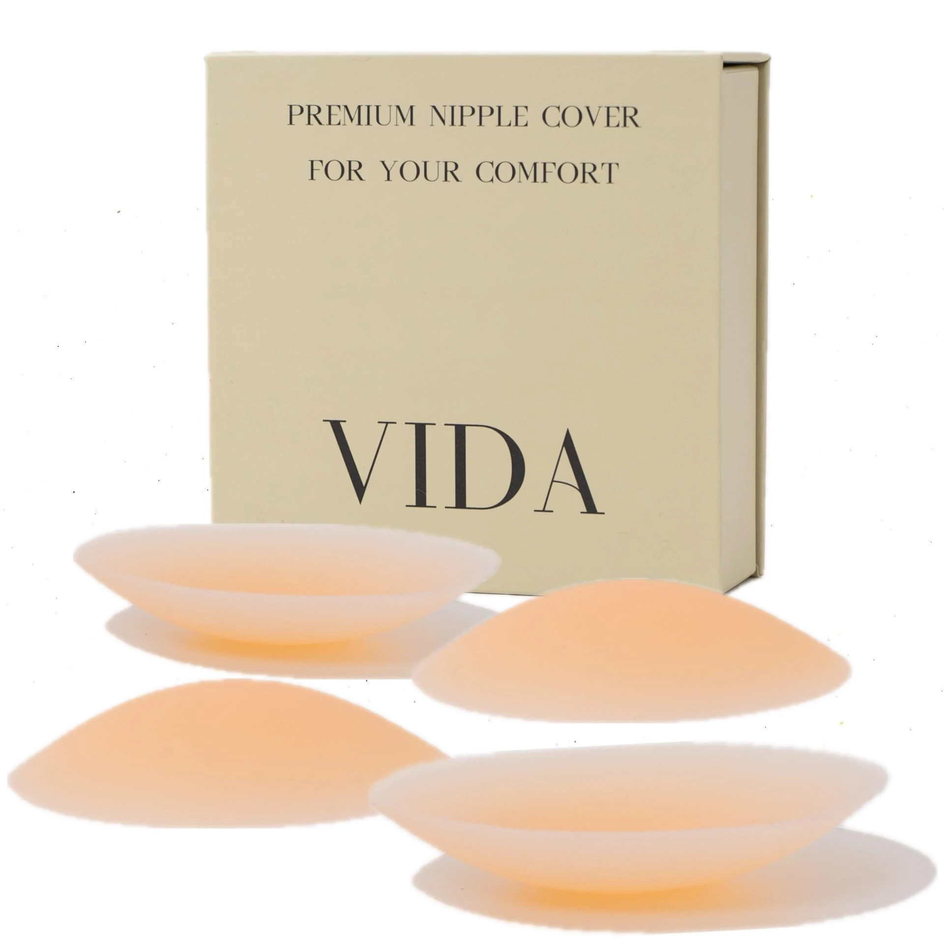 VIDA Nipple Covers, 2 Pairs Of Seamless Hypoallergenic Silicone Nipple Covers. Discreet & Reusable (2 Pairs)