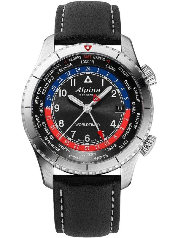 Alpina Men's Quartz Analog Watch with Stainless Steel Strap mid-39670, Black/White, Strip