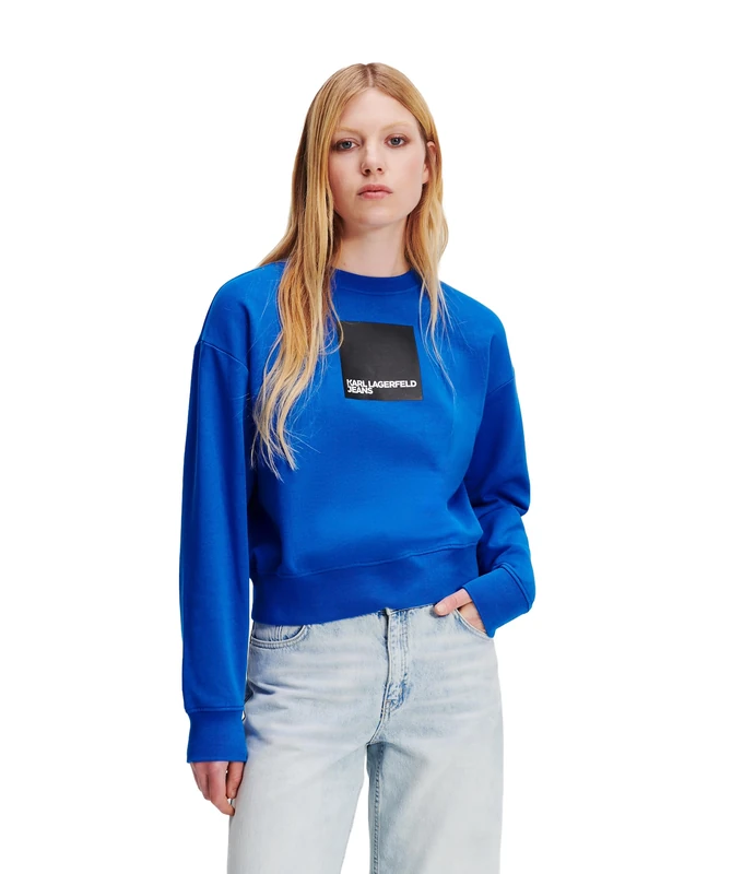 Karl Lagerfeld Jeans, Women's, Box Logo Sweat, Regular Fit, Blue, M