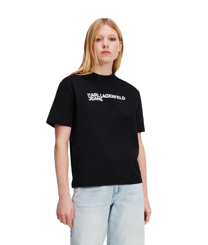 KARL LAGERFELD JEANS, Women's, Regular Short Sleeve Essential Logo Tee, Regular Fit, Black, S