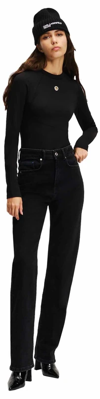 Karl Lagerfeld Jeans, Women's, High Rise Straight Denim, Straight Leg, Black, 2632