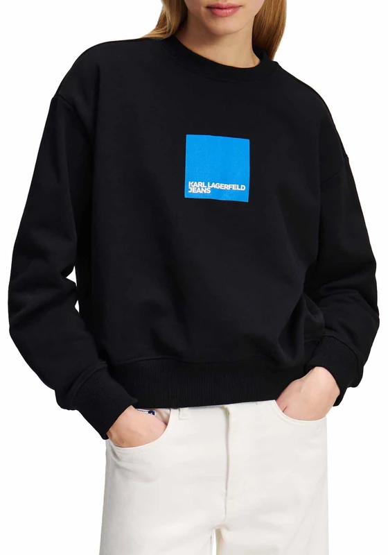 Karl Lagerfeld Jeans, Women's, Box Logo Sweat, Regular Fit, Black, M