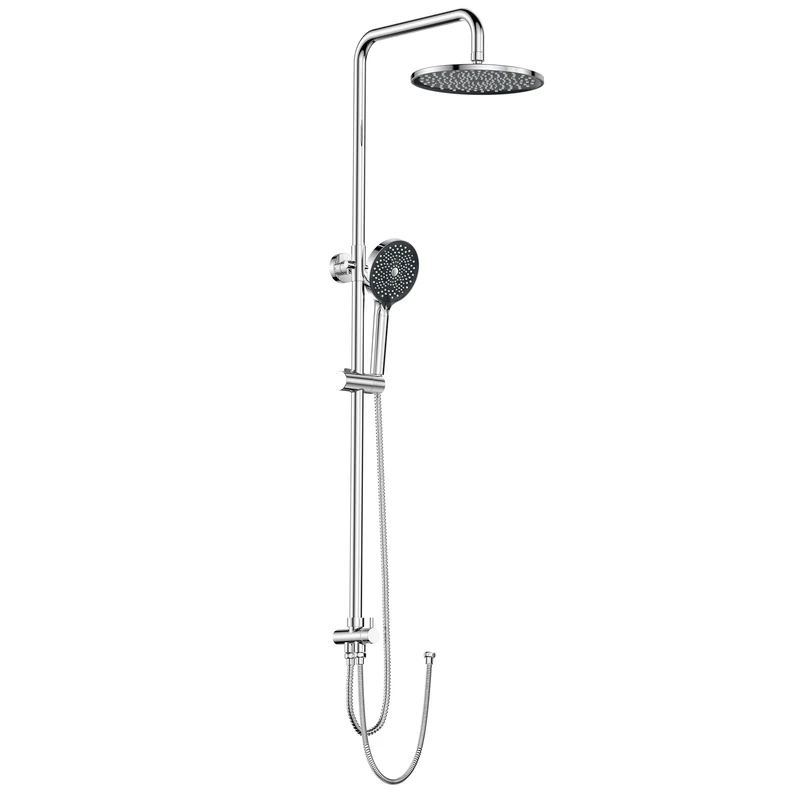 Shower Column Without Thermostatic and Tap, YEAUPE PRO Shower Head 250 mm, Adjustable Bar, 6 Jets, Chrome, Stainless Steel Shower Set with Shower Head in φ250 mm