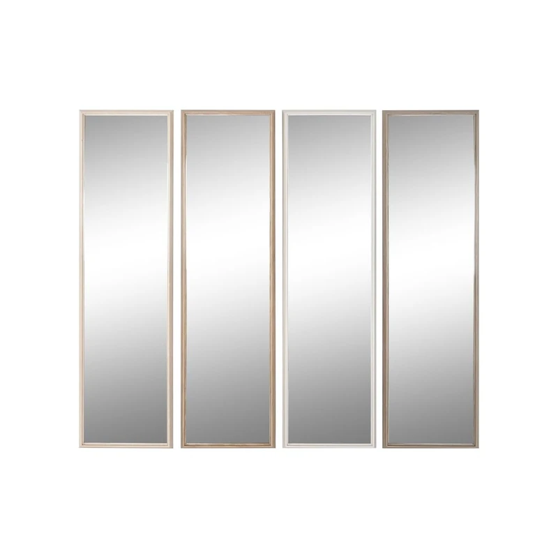Home ESPRIT Wall Mirror White Brown Beige Grey Glass Polystyrene 33.2 x 3 x 125 cm (4 Units)