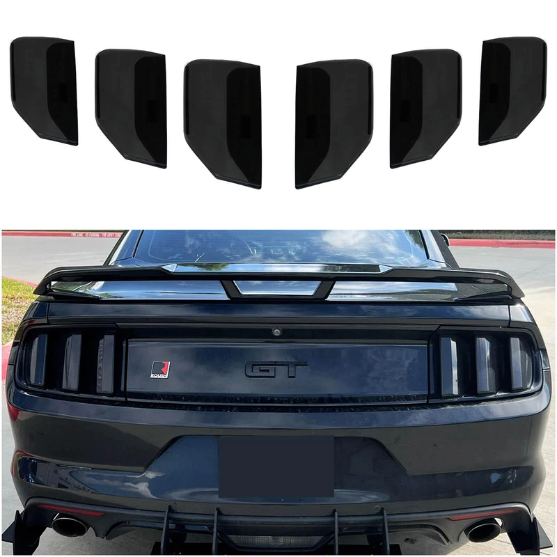 WildWell Mustang Tail Light Covers for Ford Mustang GT Shelby GT350 V6 V8 EcoBoost 2015 2016 2017 Smoked Black - Image 1