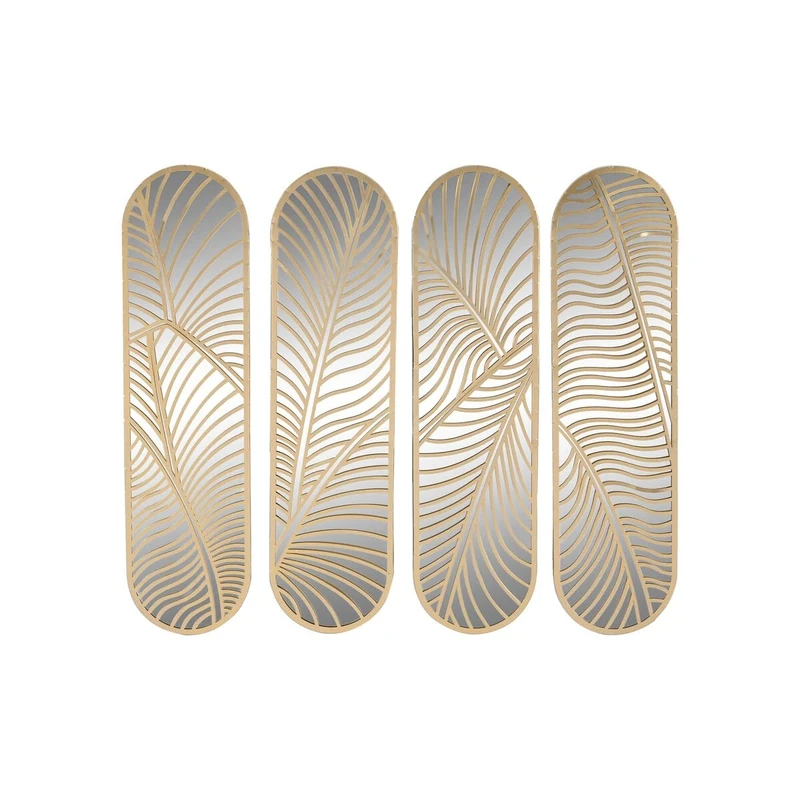 Home ESPRIT Wall Decoration Golden Leaf Plant 72 x 1.5 x 68 cm