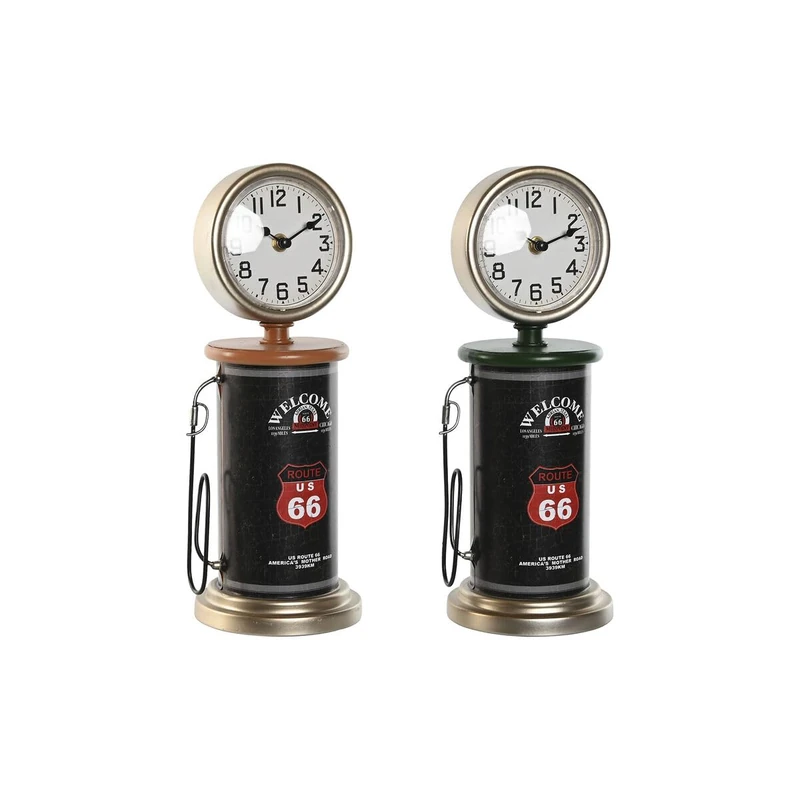 Home ESPRIT Table Clock Black Green Orange Metal Polypropylene Vintage 13 x 13 x 35 cm (2 Units)