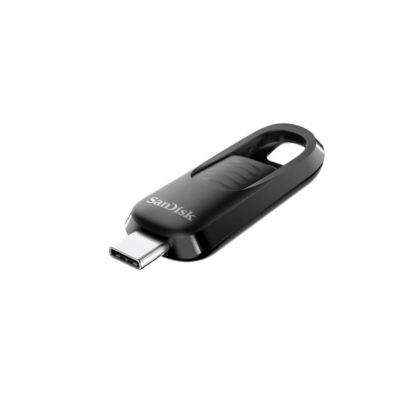 SanDisk 256GB Ultra Slider USB Type-C flash drive, USB stick, memory stick with fast performance, up to 400 MB/s read speeds, USB 3.2 Gen 1, retractable connector, keyring, Black