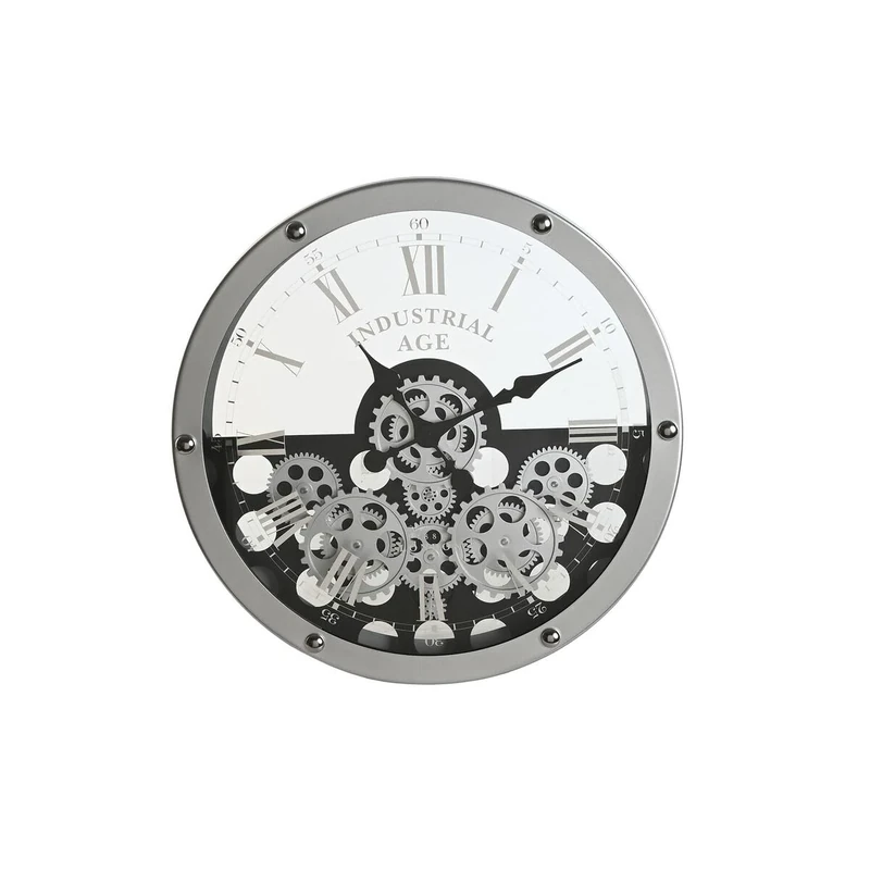 Home ESPRIT Wall Clock Black Silver Metal Glass Gears 52 x 8.5 x 52 cm