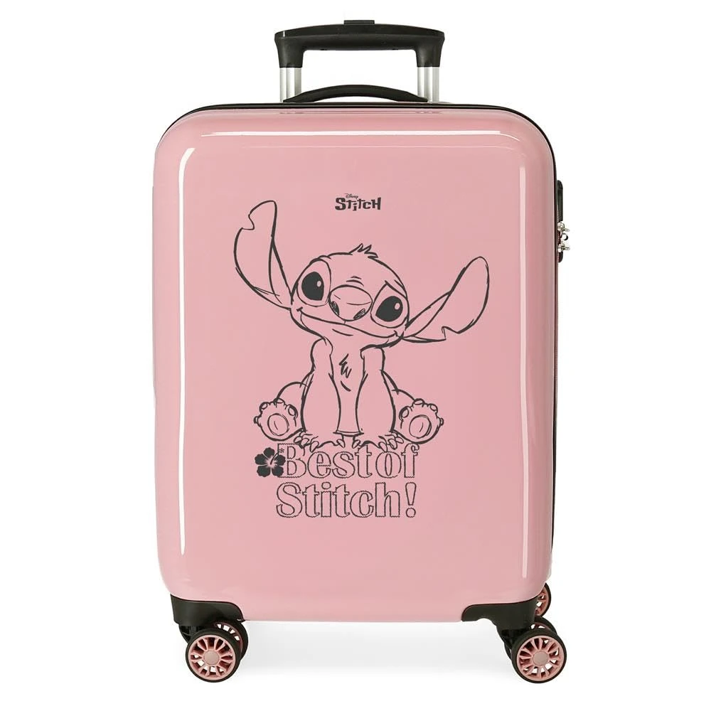 Disney Best of Stitch Cabin Suitcase Pink 38 x 55 x 20 cm Rigid ABS Combination Lock Side 34L 2 kg 4 Double Wheels Luggage Hand Luggage, Pink, One Size, Suitcase