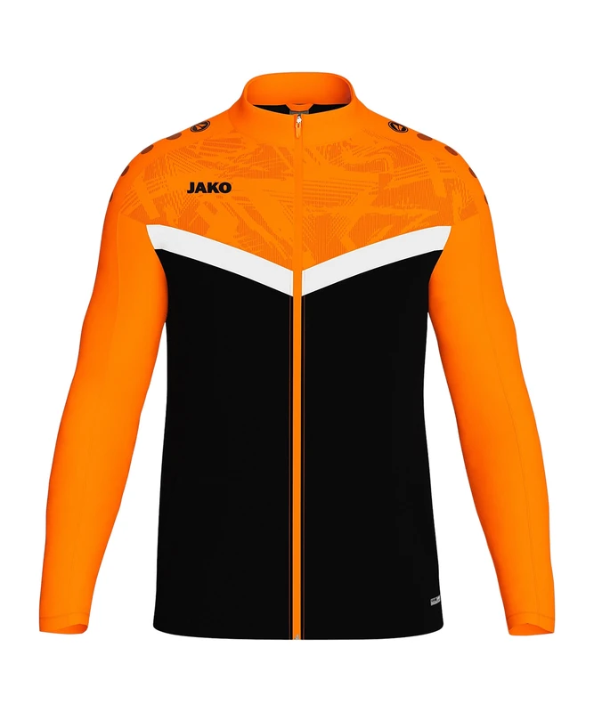 JAKO Men's Iconic Polyester Jacket Sports, Black/neon Orange, XXX-Large