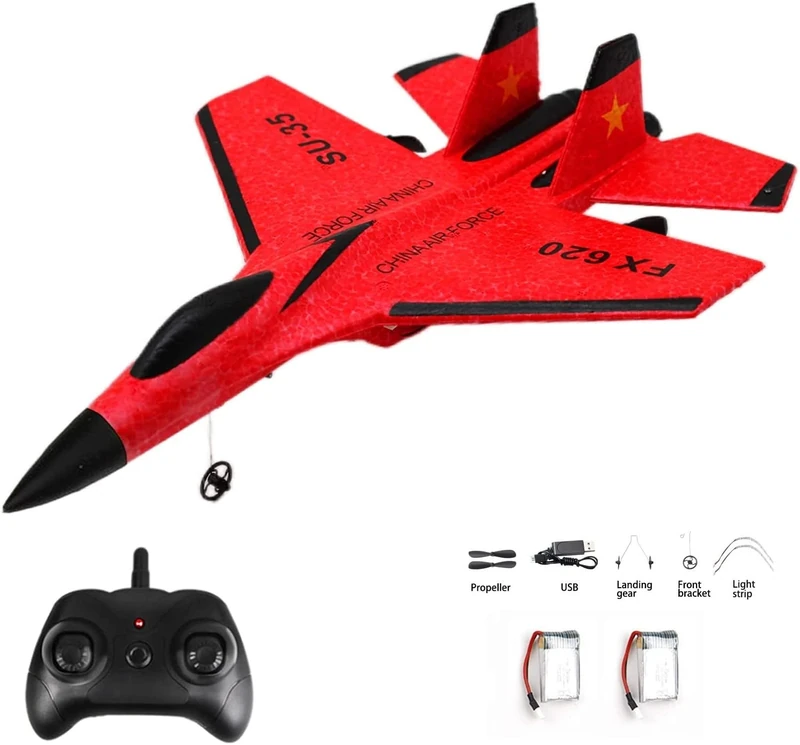 LEOM RC Airplane 2-Channel Glider with 3-Axis Gyro - 100m Range