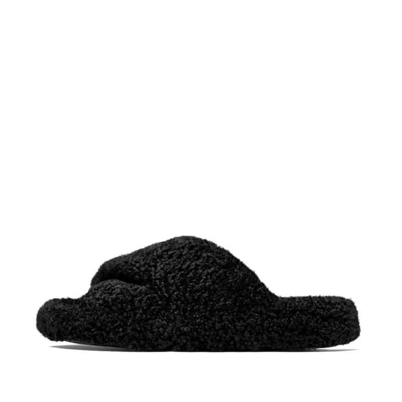 Fitflop iQUSHION D-LUXE PADDED TEDDY CROSS SLIDES