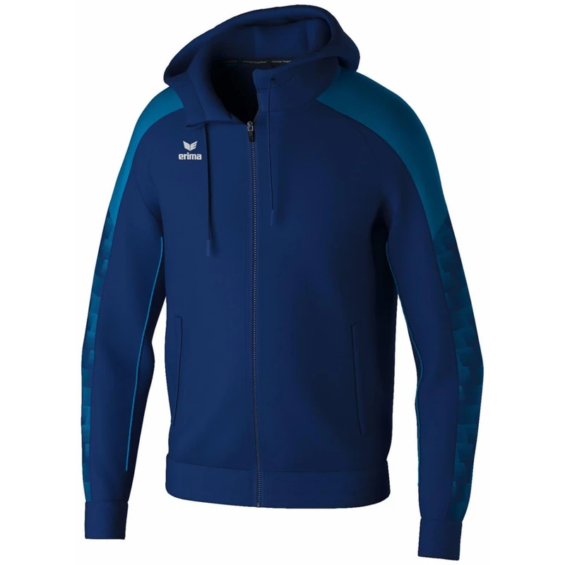 Erima Men's Evo Star Training Jacket with Hood, New Navy/Mykonos Blue, L