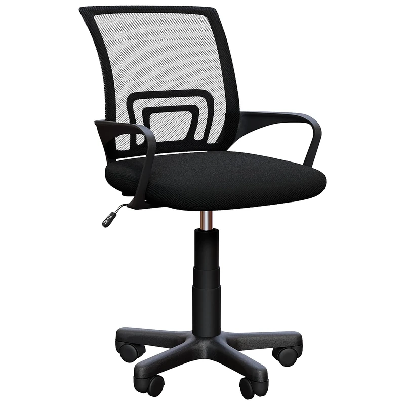 Vida Designs Airsdale Ergonomic Office Chair Adjustable Height Mesh Computer Desk Swivel Chair With Back Support Arms And 360 Wheels For Home Work And Study (Black) (UKFR Certified)