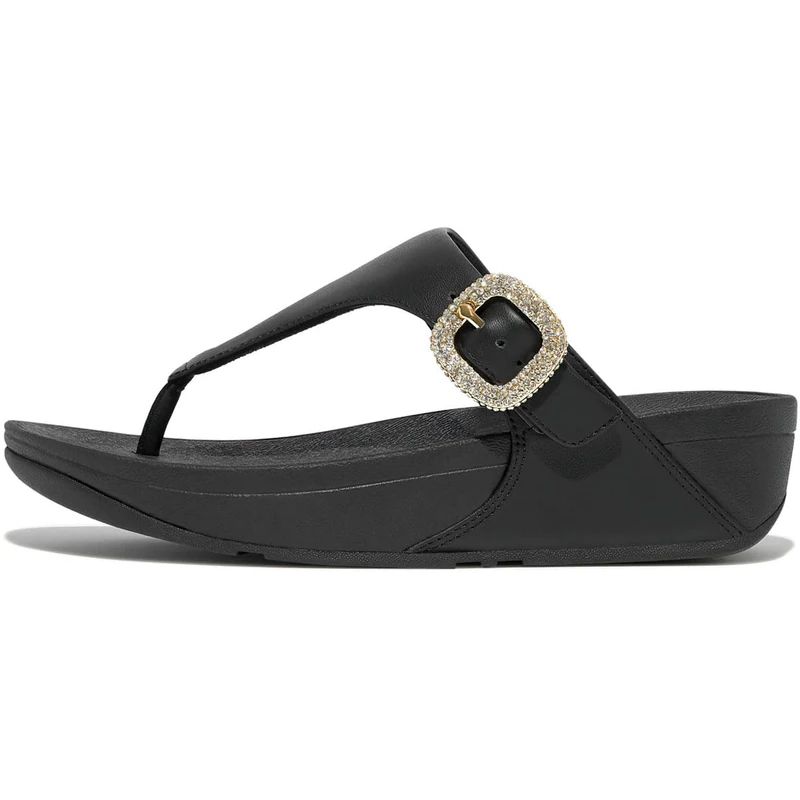 Fitflop LULU CRYSTAL-BUCKLE LEATHER TOE-POST SANDALS
