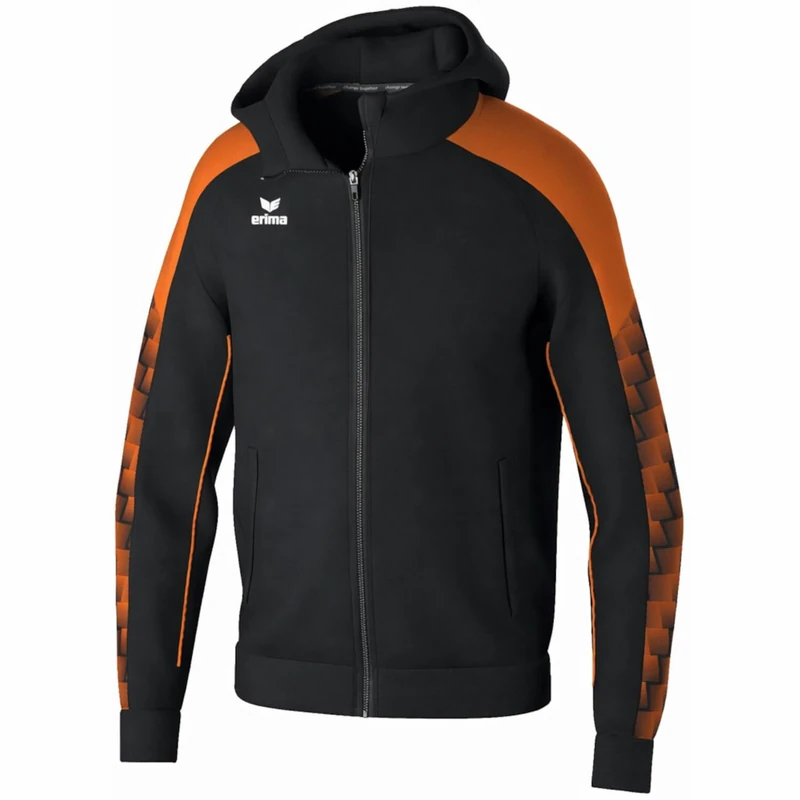 erima Unisex Kid's Evo Hooded Training Jacket Star, Black/Orange, 8 Years