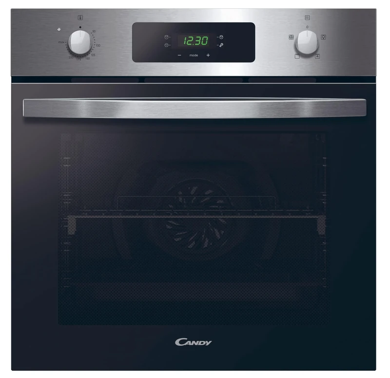 Candy FIDCX405 Integrated 65 Litre, Fan Oven with Easy Clean Enamel - Black glass with stainless steel - A Rated