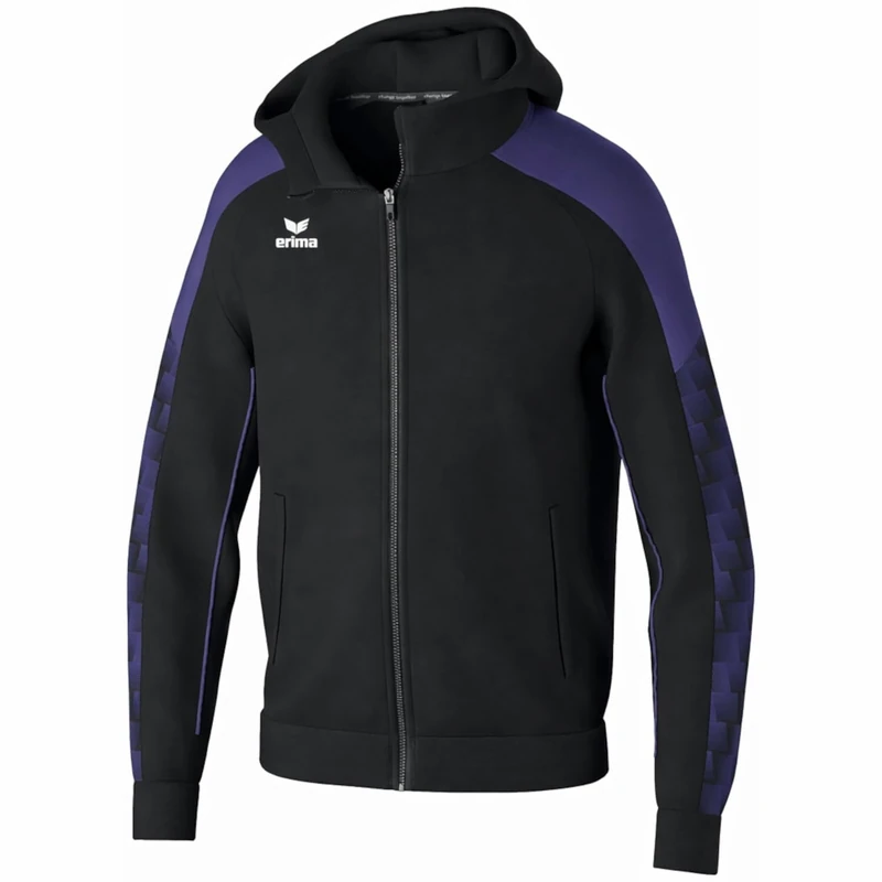 erima EVO STAR (1032407) Unisex Children's Training Jacket with Hood, Black/Ultra Violet, 164