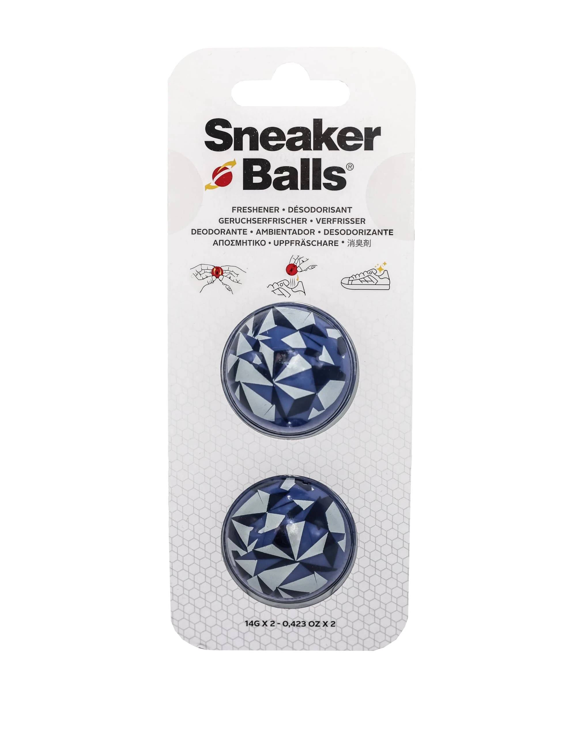 Sneaker Balls Shoe Deodorizer & Freshener Balls, Odor Eliminator for Shoes/Gym Bags/Lockers, Small 3.8cm Diameter, Quick-Twist Action, Long-Lasting 90-Day Fresh Scent- Edgy Blue