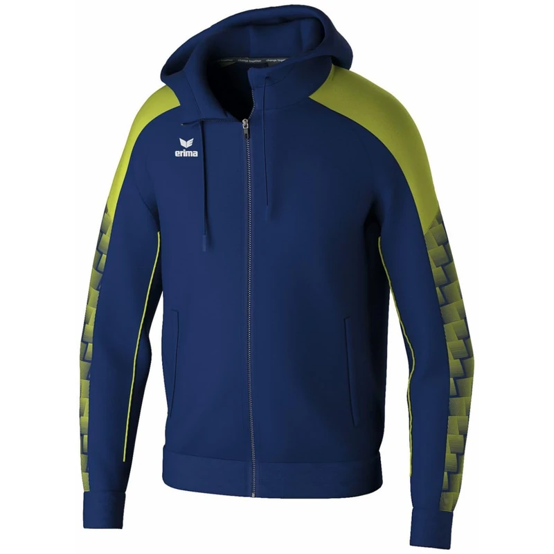 Erima Men's Evo Star Trainingsjacke mit Hood, New Navy/Lime, L