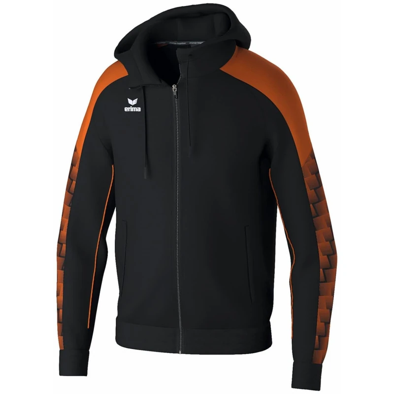 Erima Men's Evo Star Tracksuit Top with Hood Black/Orange