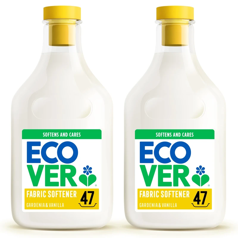 Ecover Fabric Softener, Fabric Conditioner to Soften Your Clothes, Fresh Gardenia & Vanilla Scent, 2 x 47 Washes, 2 x 1.43L