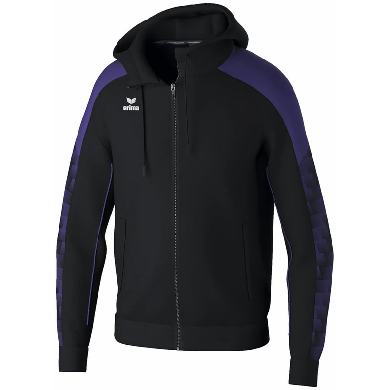 Erima Men's Evo Star Training Jacket with Hood, Black/Ultra Violet, XXX-Large