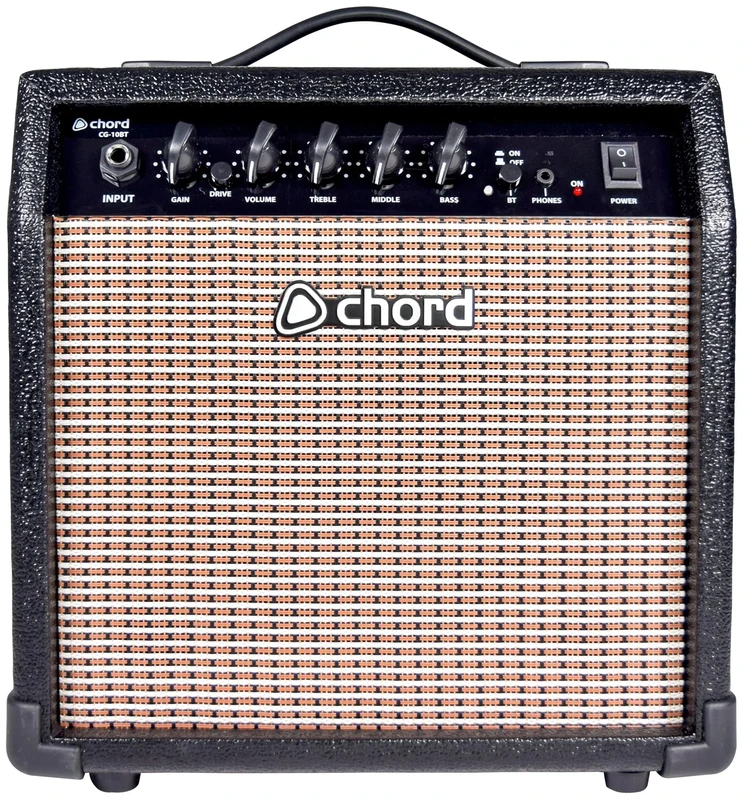 Chord | 10W Bluetooth Electric Guitar Amplifier with Headphones Output, Overdive Switch, Gain control, Portable Compact Practice Amp in Black