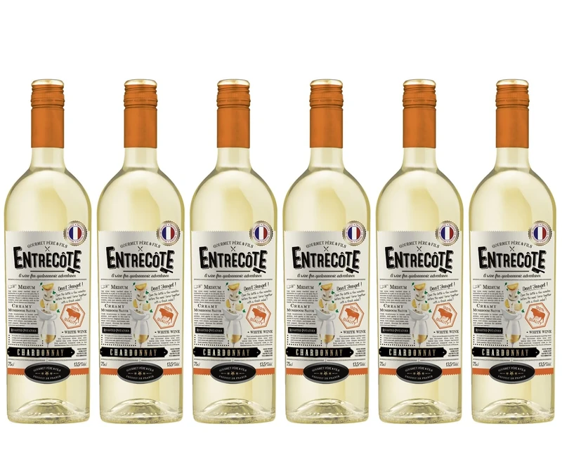 Entrecote - Full-bodied and creamy Chardonnay White Wine (6 x 0.75 L)