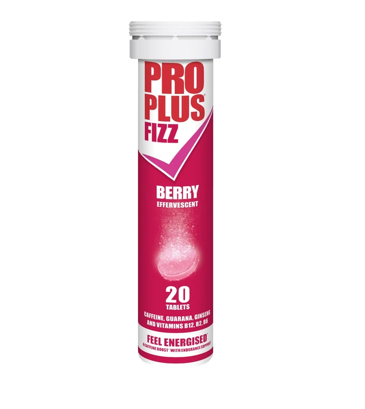 Pro Plus Fizz - 20 Effervescent Berry Flavour Tablets - Caffeine, Guarana, Ginseng and Vitamins B12, B2 & B6