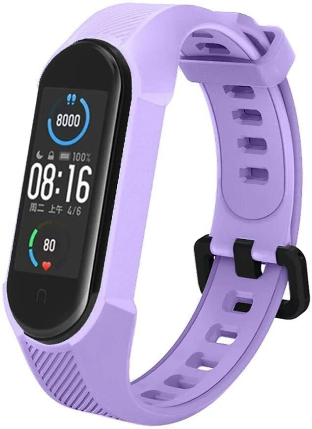 Panda Bobo For Xiaomi Mi Band 5/6/7 Mi 567 Amazfit 5 Band Replacement Silicone Watch Strap (Purple)