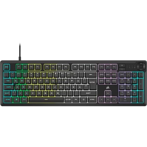 Corsair K55 Core RGB Wired Membrane Gaming Keyboard - Quiet and Sensitive Switches - Splash Resistant - Ten Zone RGB - iCUE Compatible - QWERTY ES - PC, Mac - Black