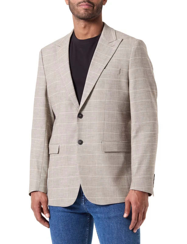 SELECTED HOMME Men's Slhslim-Oasis BLZ Jacket, Sand/Checks: Beige, 48
