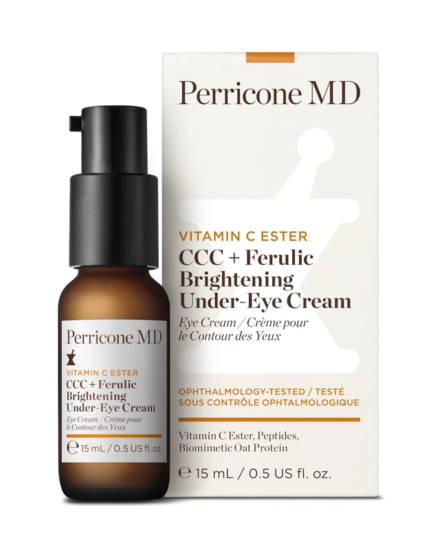 Perricone MD Vitamin C Ester CCC+ Ferulic Brightening Under-Eye Cream, 0.5 fl. oz. - Brightening Eye Cream with 3 Forms of Vitamin C & Ferulic Acid – Reduces Dark Circles – Ophthalmologist-Tested