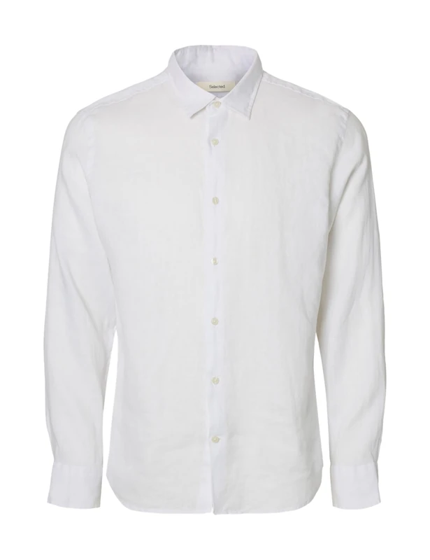 SELETED Homme Men's Slhregkylian-Linen Shirt LS Classic Noos Long Sleeve Shirt, White, XXL