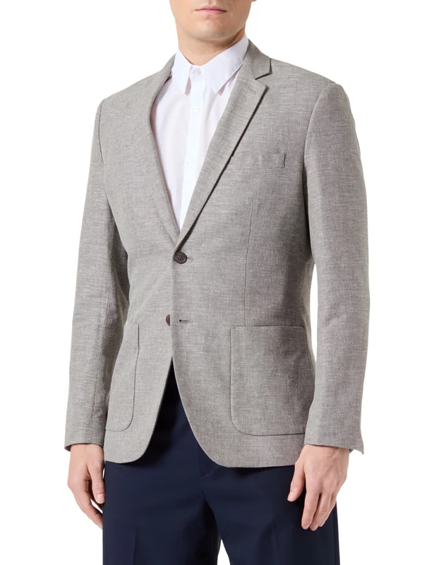 SELETED HOMME Men's Slhslim-Bath Linen BLZ Jacket, Burnt Olive, 36R