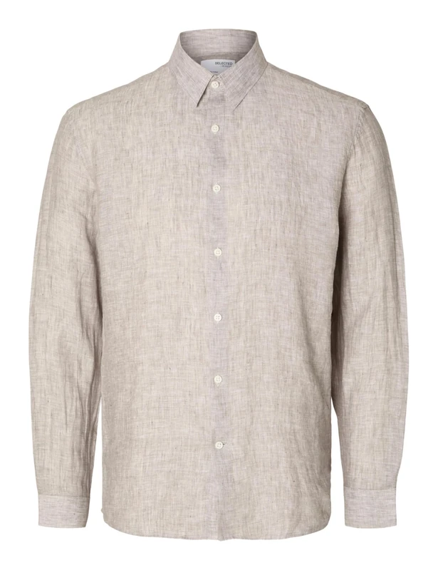 SELETED Homme Men's Slhregkylian-Linen Shirt LS Classic Noos Long Sleeve Shirt, Vetiver, XL